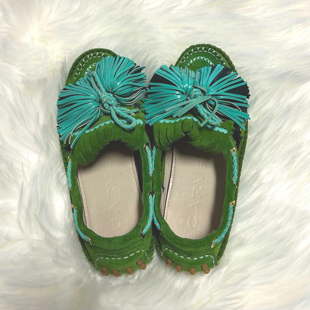 Carven Green and Teal Moccasins